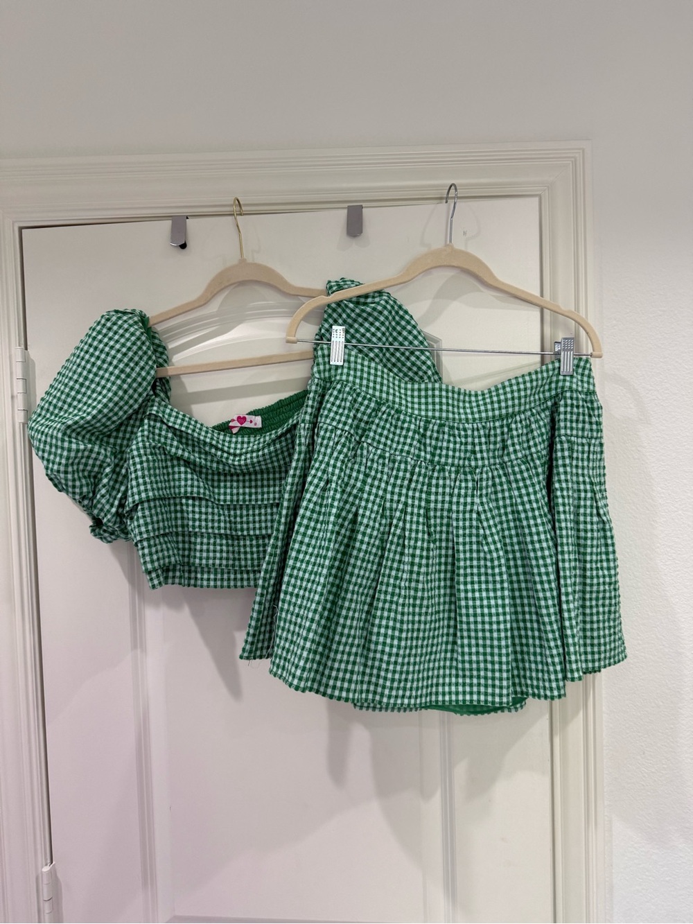 Buddy Love Green Gingham Crop Top & Skirt Set